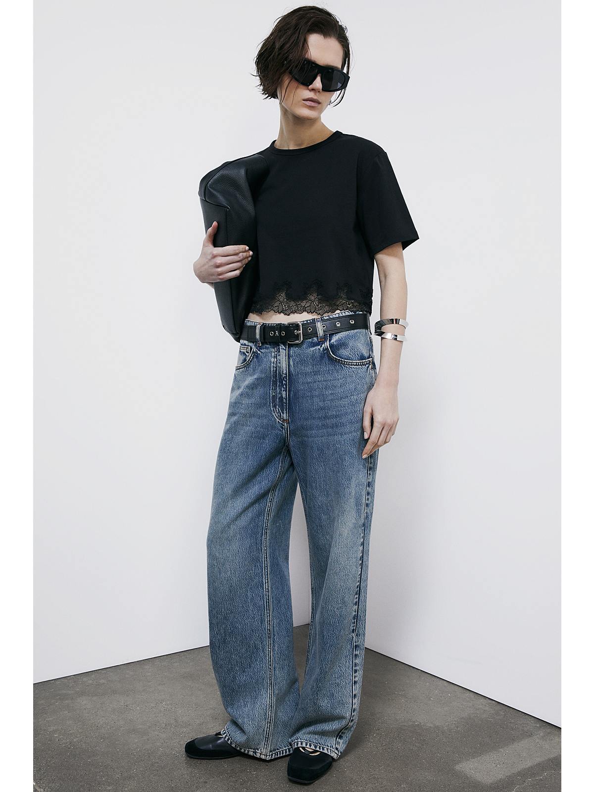 S6-8M1805 T-shirt Pizzo Intarsiato Nero