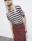 S6-8M1824 T-shirt Righe in Cotone Ivory Brown