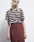 S6-8M1824 T-shirt Righe in Cotone Ivory Brown