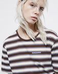S6-8M1824 T-shirt Righe in Cotone Ivory Brown
