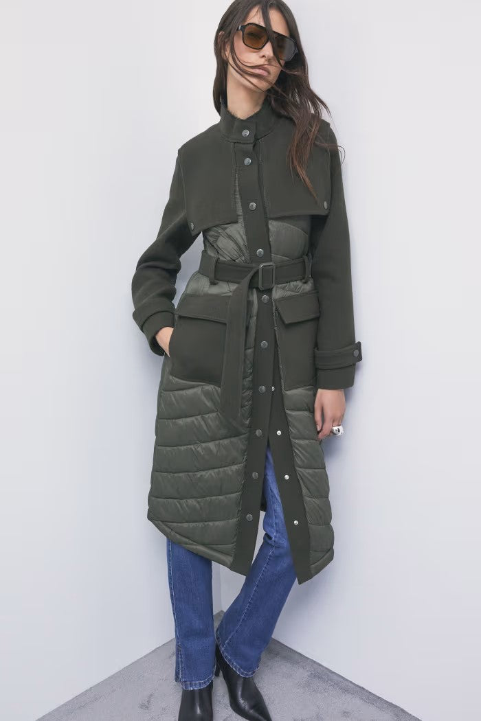 W6-8O0053 Cappotto Trapuntato Nylon/Lana Mysterious Green