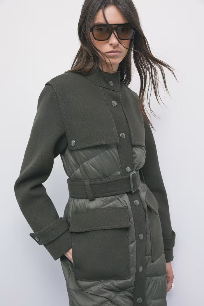 W6-8O0053 Cappotto Trapuntato Nylon/Lana Mysterious Green