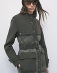 W6-8O0053 Cappotto Trapuntato Nylon/Lana Mysterious Green