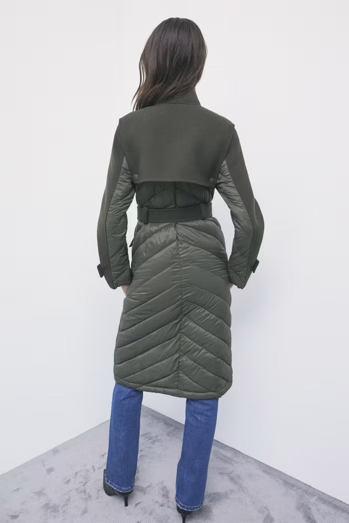 W6-8O0053 Cappotto Trapuntato Nylon/Lana Mysterious Green