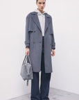 W6-8O0104 Cappotto Misto Lana Gessato Grey/White