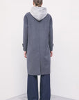 W6-8O0104 Cappotto Misto Lana Gessato Grey/White
