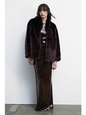 W5-8O0197 Giubbotto Fluffy Purple Red Fur