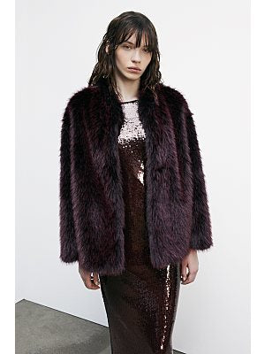 W5-8O0197 Giubbotto Fluffy Purple Red Fur