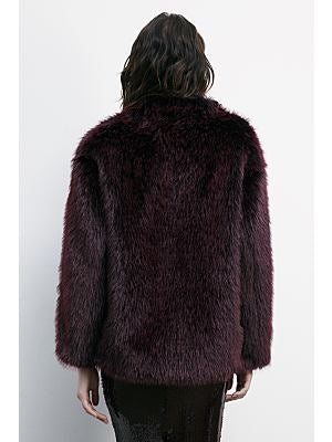 W5-8O0197 Giubbotto Fluffy Purple Red Fur