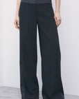 W6-8P0244 Pantaloni Palazzo Color Block Nero