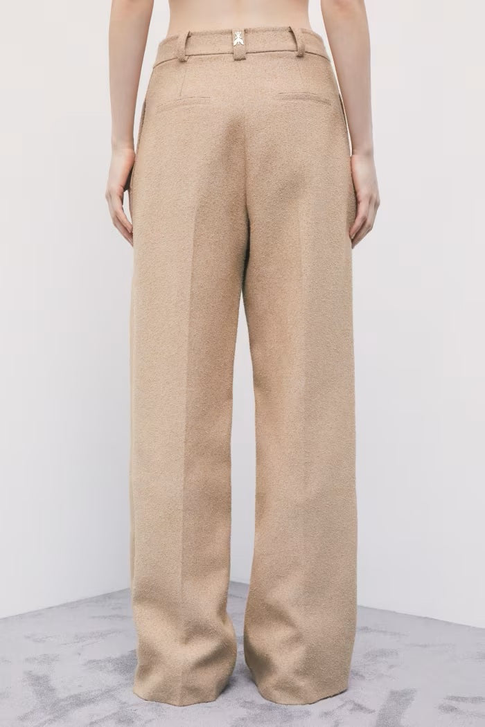 W6-8P0329 Pantaloni Fluidi con Pinces Beige Dou Dou
