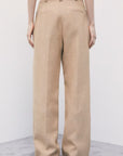 W6-8P0329 Pantaloni Fluidi con Pinces Beige Dou Dou