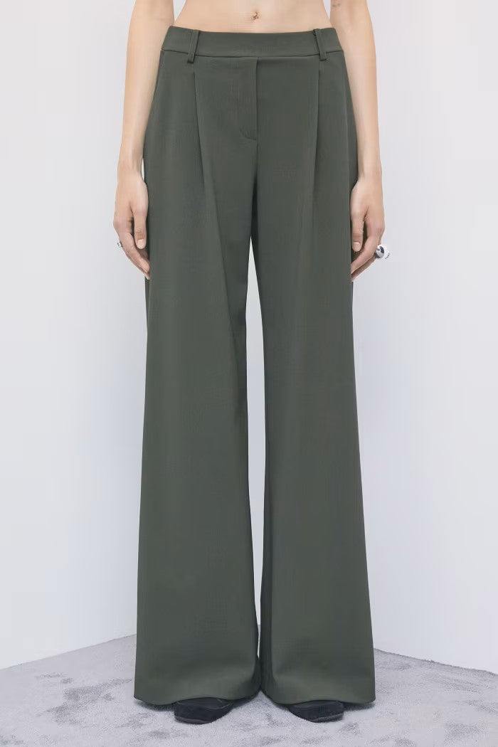 W6-8P0045 Pantalone Palazzo Pinces Mysterious Green