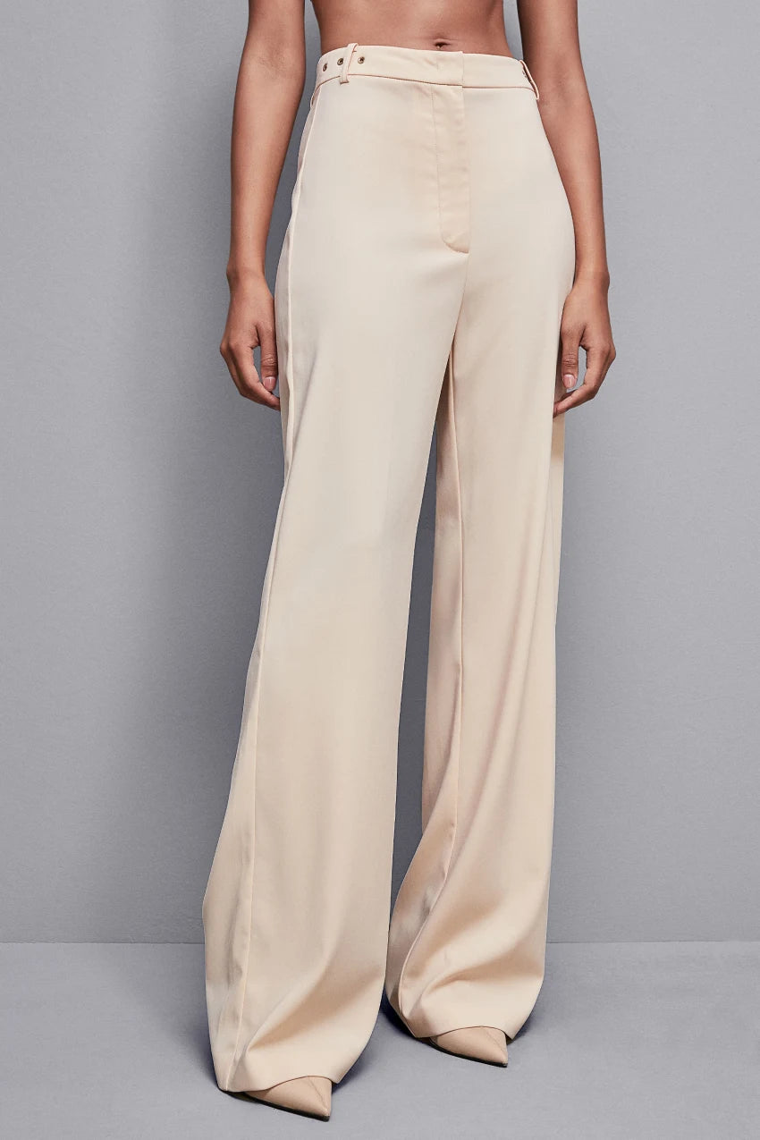 W4-8P0653 Pantalone Palazzo Essential Beige