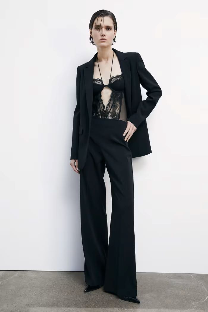 W5-8P0731 Pantaloni a Palazzo Nero