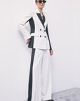 W6-8S0000 Blazer Doppiopetto Color Block in Crêpe White & Black