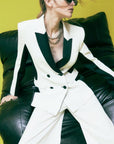 W6-8S0000 Blazer Doppiopetto Color Block in Crêpe White & Black