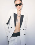 W6-8S0000 Blazer Doppiopetto Color Block in Crêpe White & Black