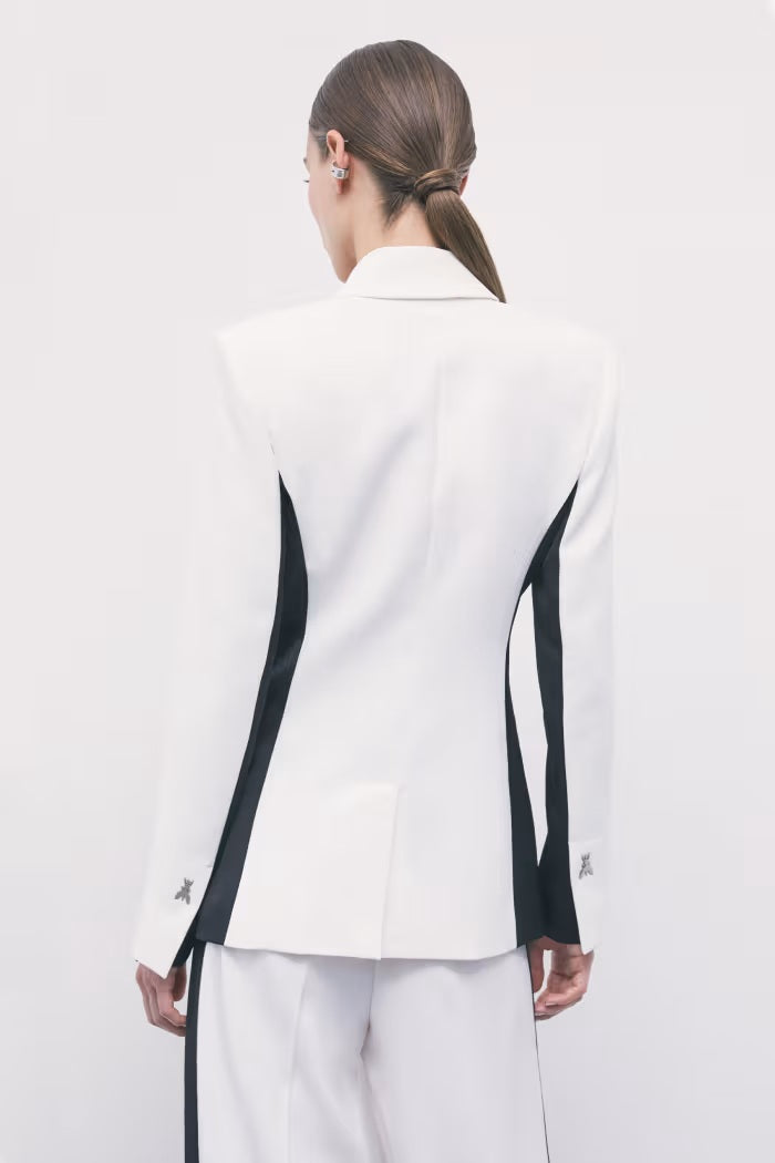 W6-8S0000 Blazer Doppiopetto Color Block in Crêpe White & Black