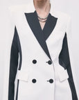 W6-8S0000 Blazer Doppiopetto Color Block in Crêpe White & Black