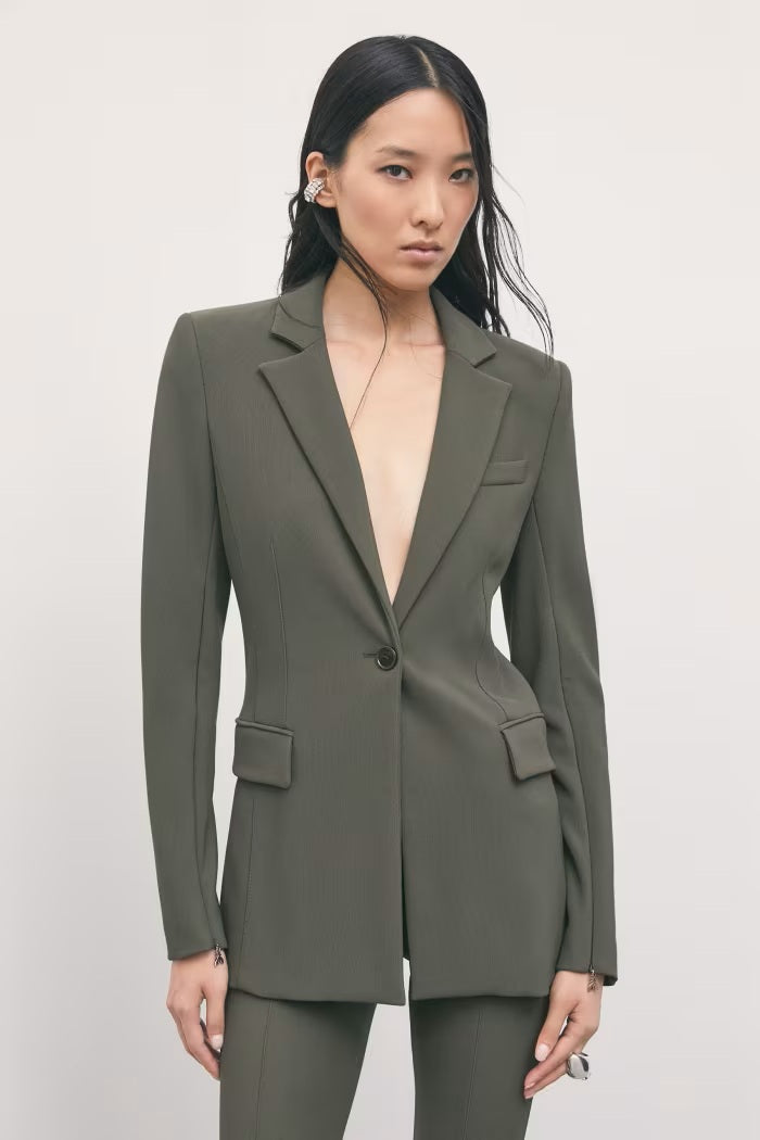 W6-8S0087 Blazer Slim in Punto Stoffa Mysterious Green