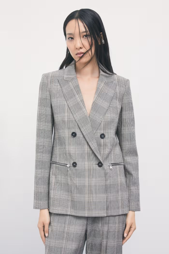 W6-8S0089 Blazer Doppiopetto Brown Check