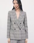 W6-8S0089 Blazer Doppiopetto Brown Check