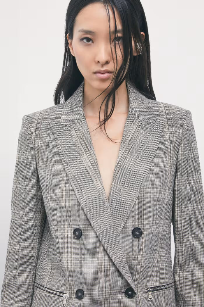 W6-8S0089 Blazer Doppiopetto Brown Check