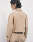 W6-8S0092 Giubbotto Corto in Microbouclè Beige Dou Dou
