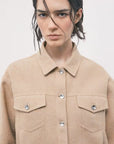W6-8S0092 Giubbotto Corto in Microbouclè Beige Dou Dou