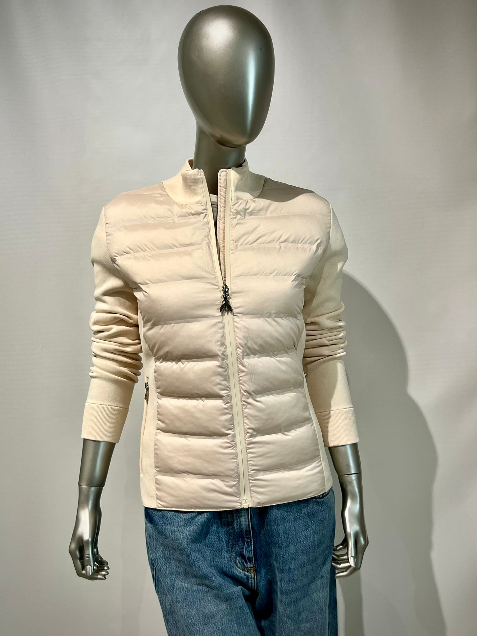 S6-8O0219 Piumino Ultralight Inserti in Maglia Warm Ivory