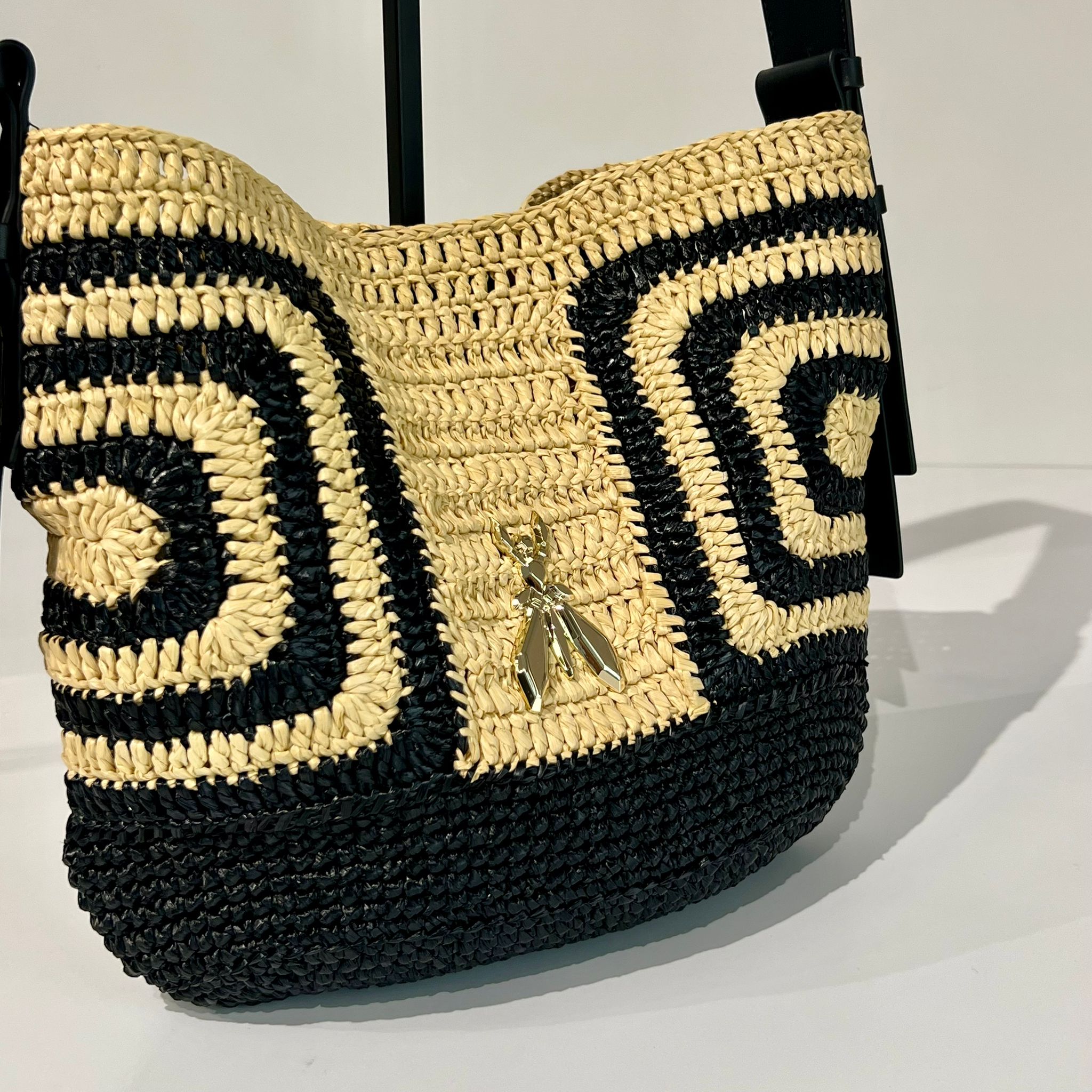 S6-2B0130 Borsa Shopping Rafia Black-Natural