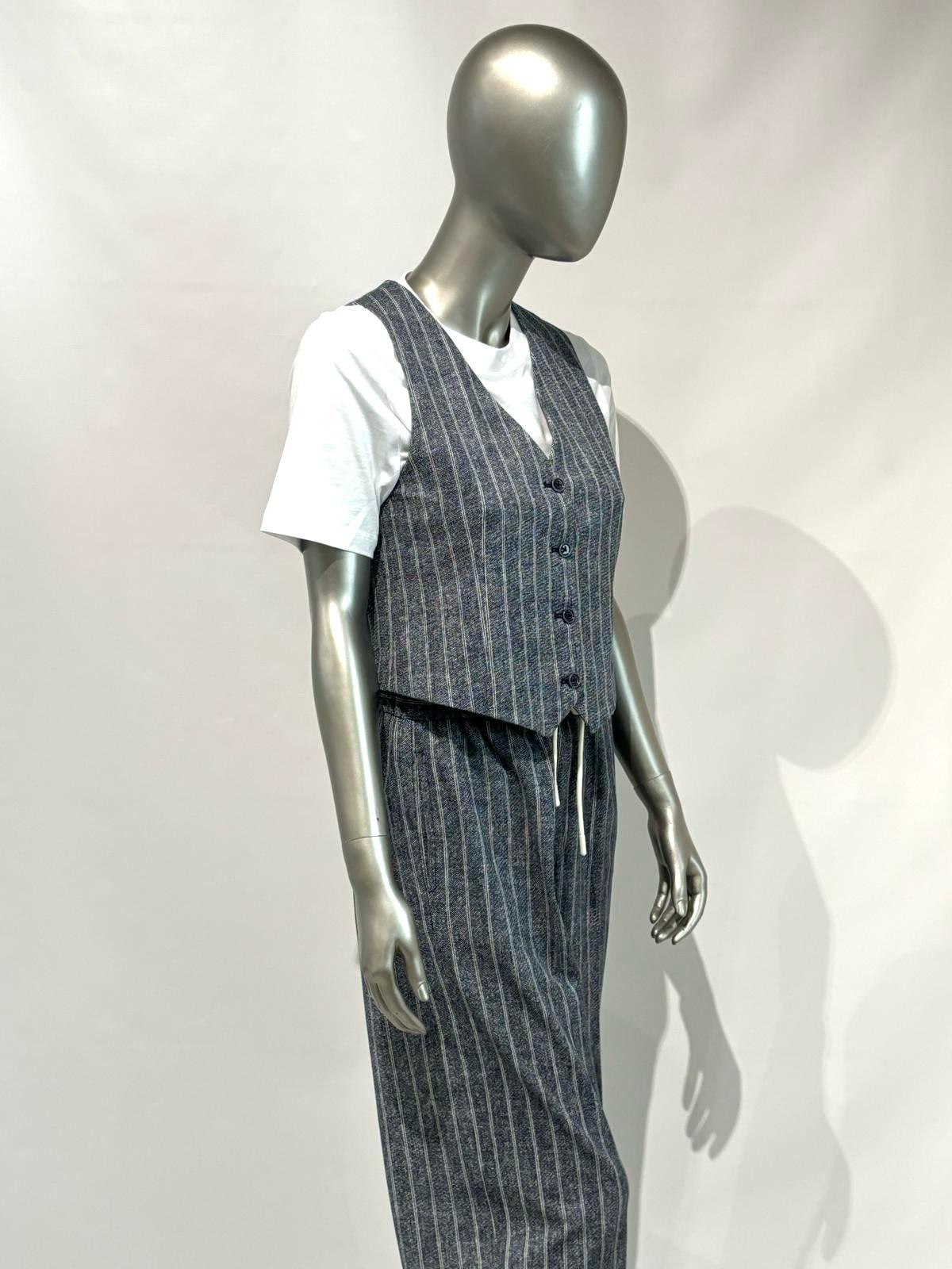 SD5-3486 Gilet Gessato Blu Woman