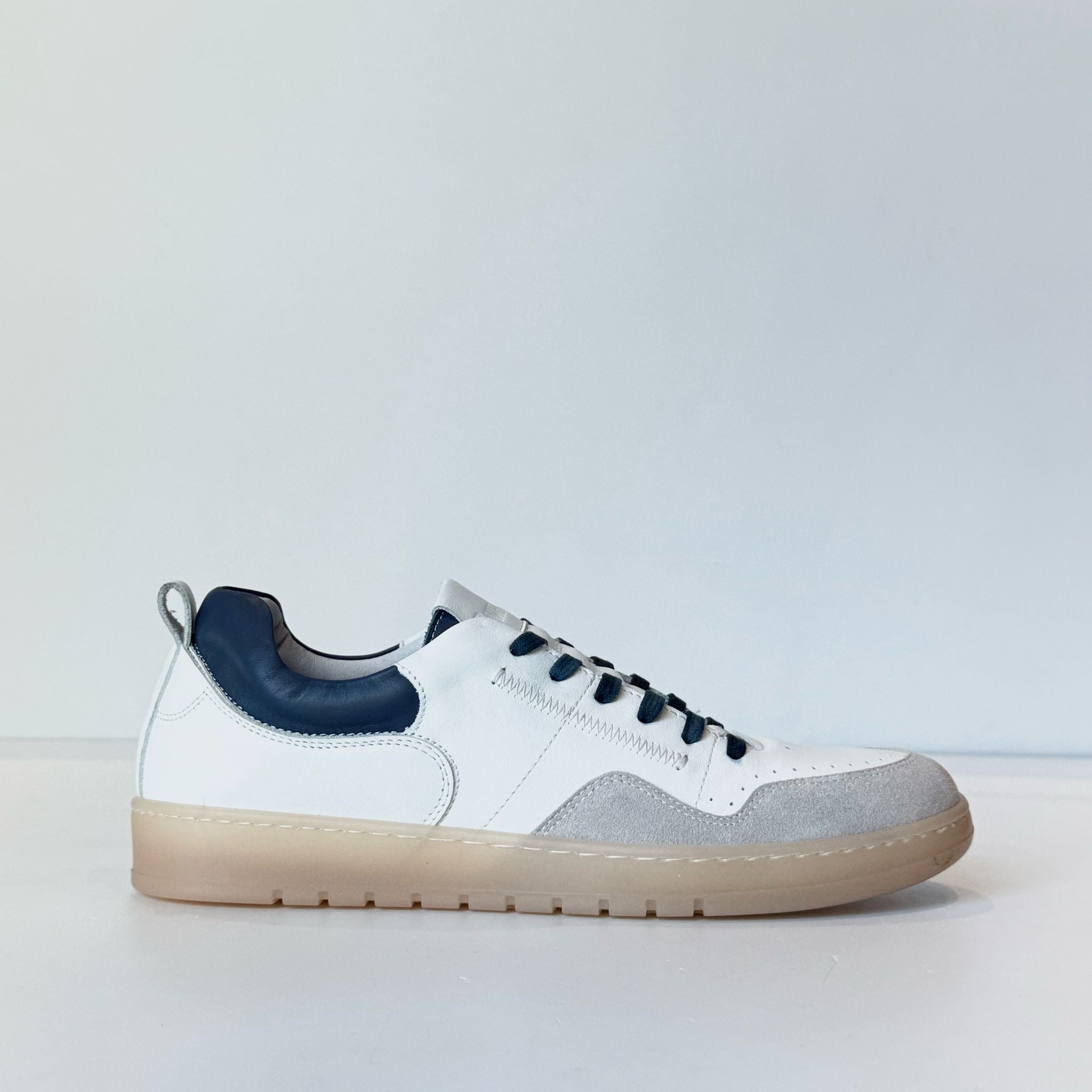 S5-23611 Sneaker Pelle/Suede Bianco/Blu Man
