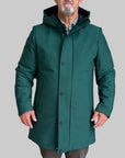 W6-0015 FROST Parka Tech Lungo Cappuccio Verde Bosco Man