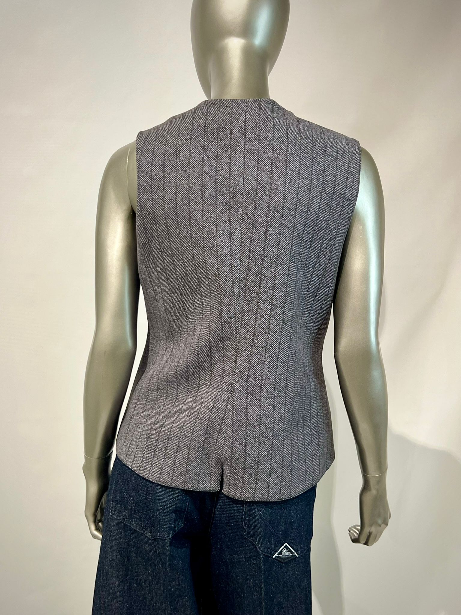 WD4-FD3268 Gilet Striped Denim Gray