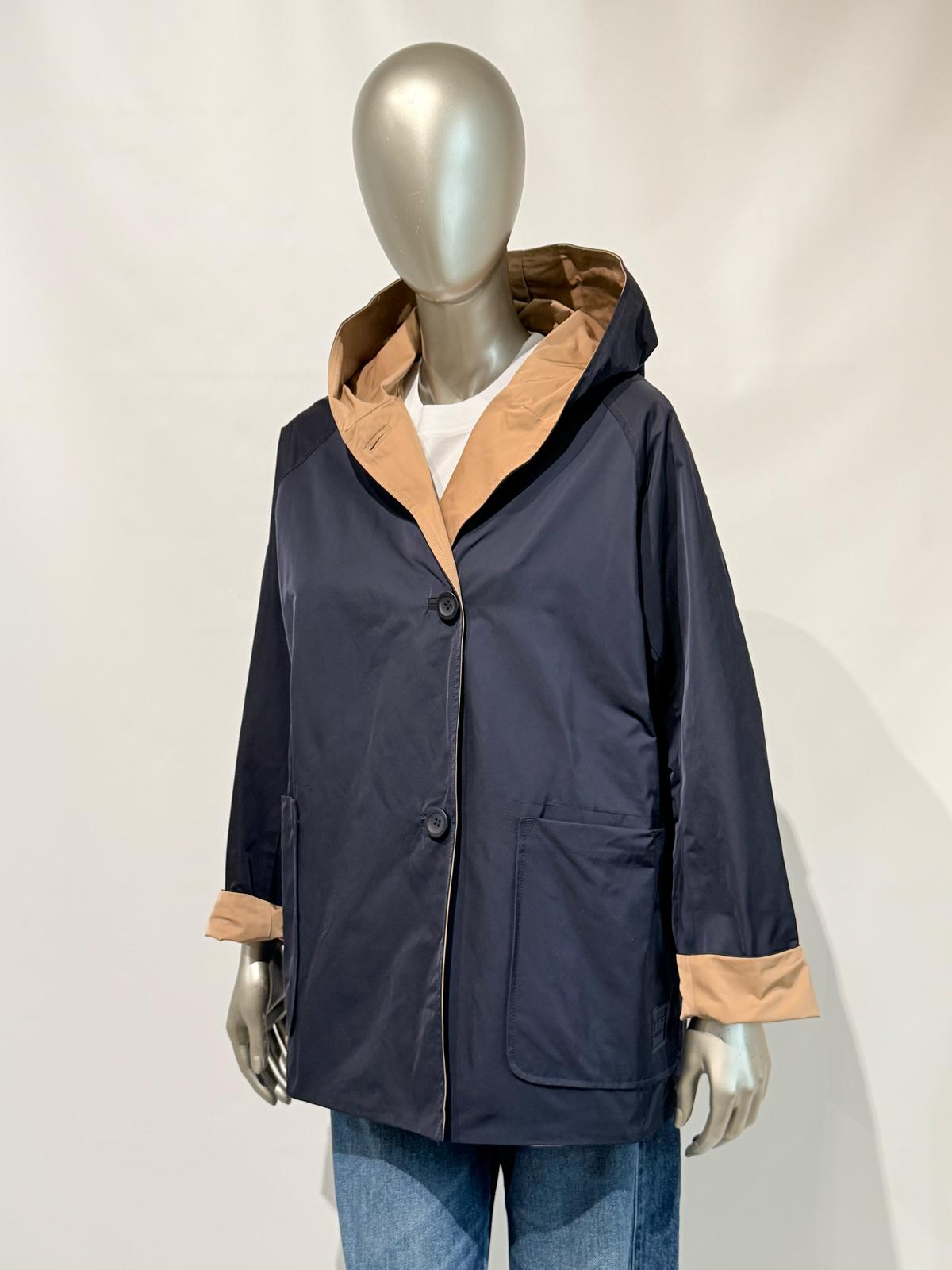 S5-9411 Impermeabile Reversibile in Nylon Memory Blu/Cammello