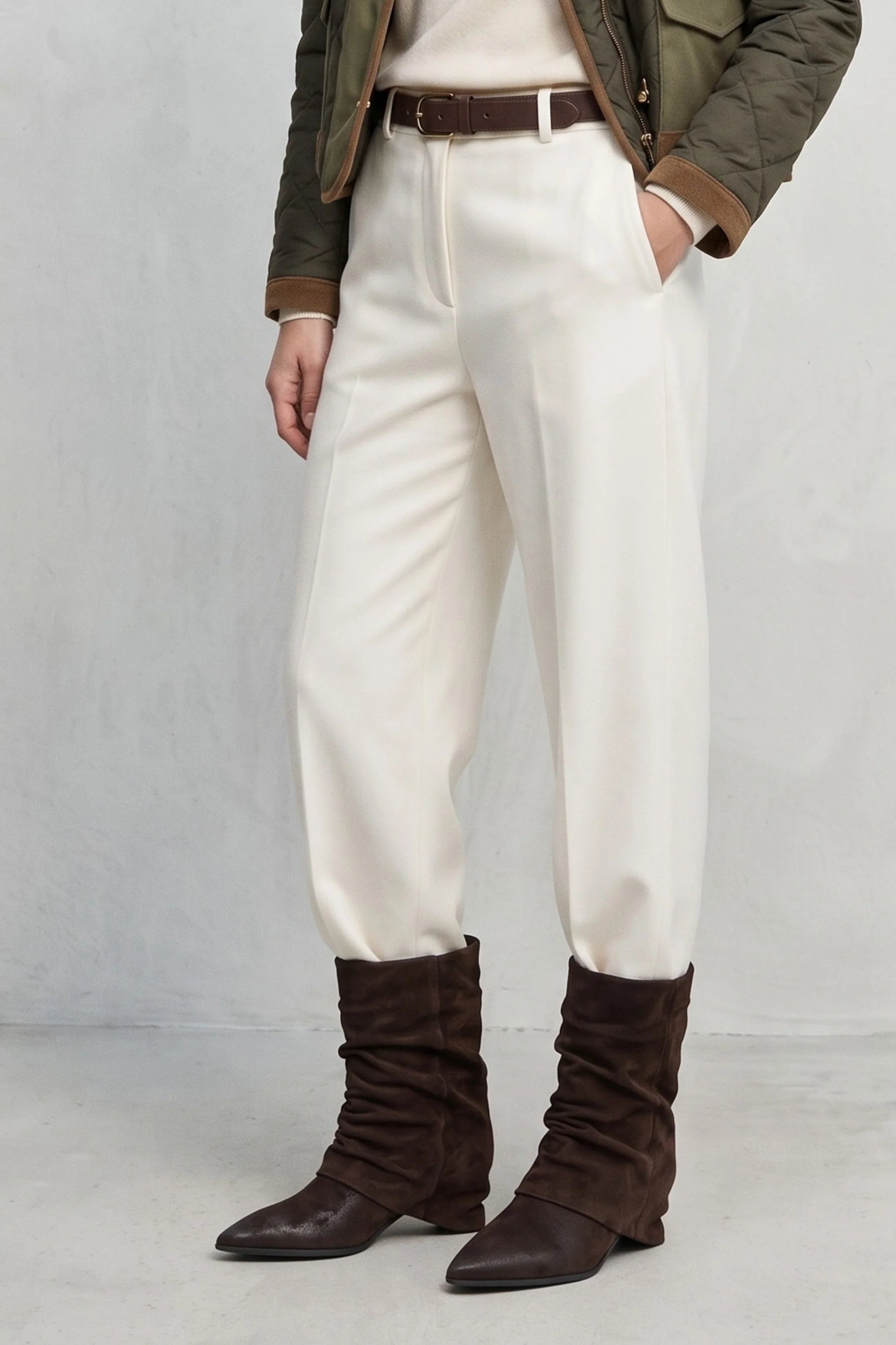 W6-1102 Stivale Arricciato Velour Testa di Moro