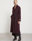 W4-DJ0041 Cappotto Lungo Lana Cintura Sangria