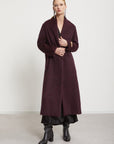 W4-DJ0041 Cappotto Lungo Lana Cintura Sangria