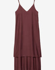 S6-DA5376 Abito Lungo in Misto Lino Merlot