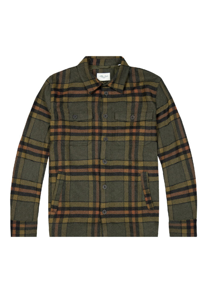 W4-856 Overshirt Check Army Green Man