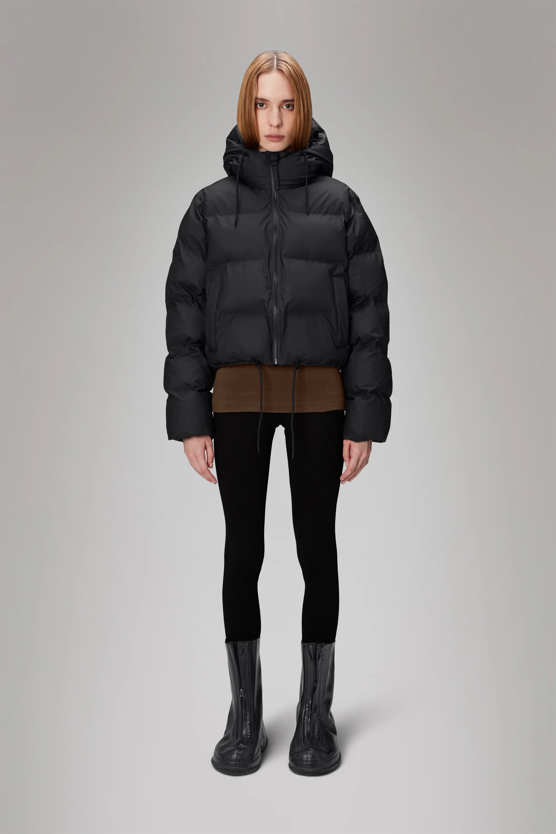 W4-15150 Piumino Alta Short Puffer Black Woman