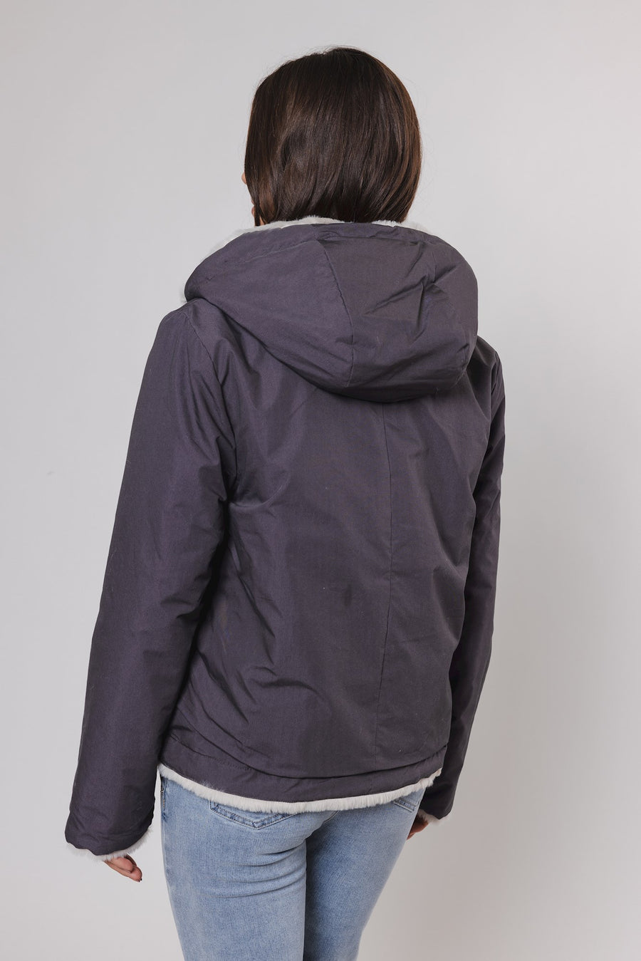 W4-AVIVA Jacket Reversible Hood Graphite and Birch