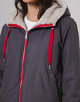 W4-AVIVA Jacket Reversible Hood Graphite and Birch