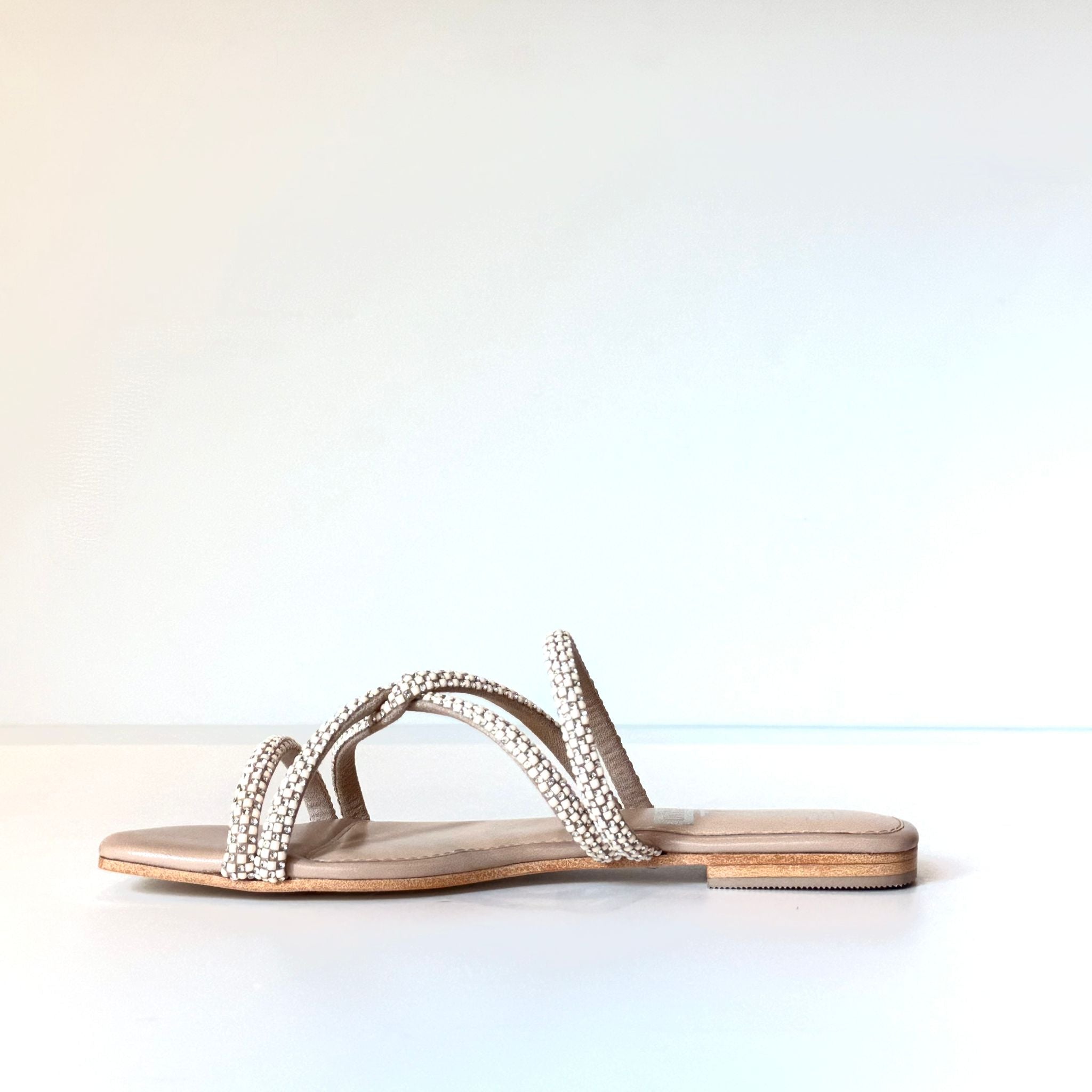 S5-8287 Ciabattina Nodo Strass Beige