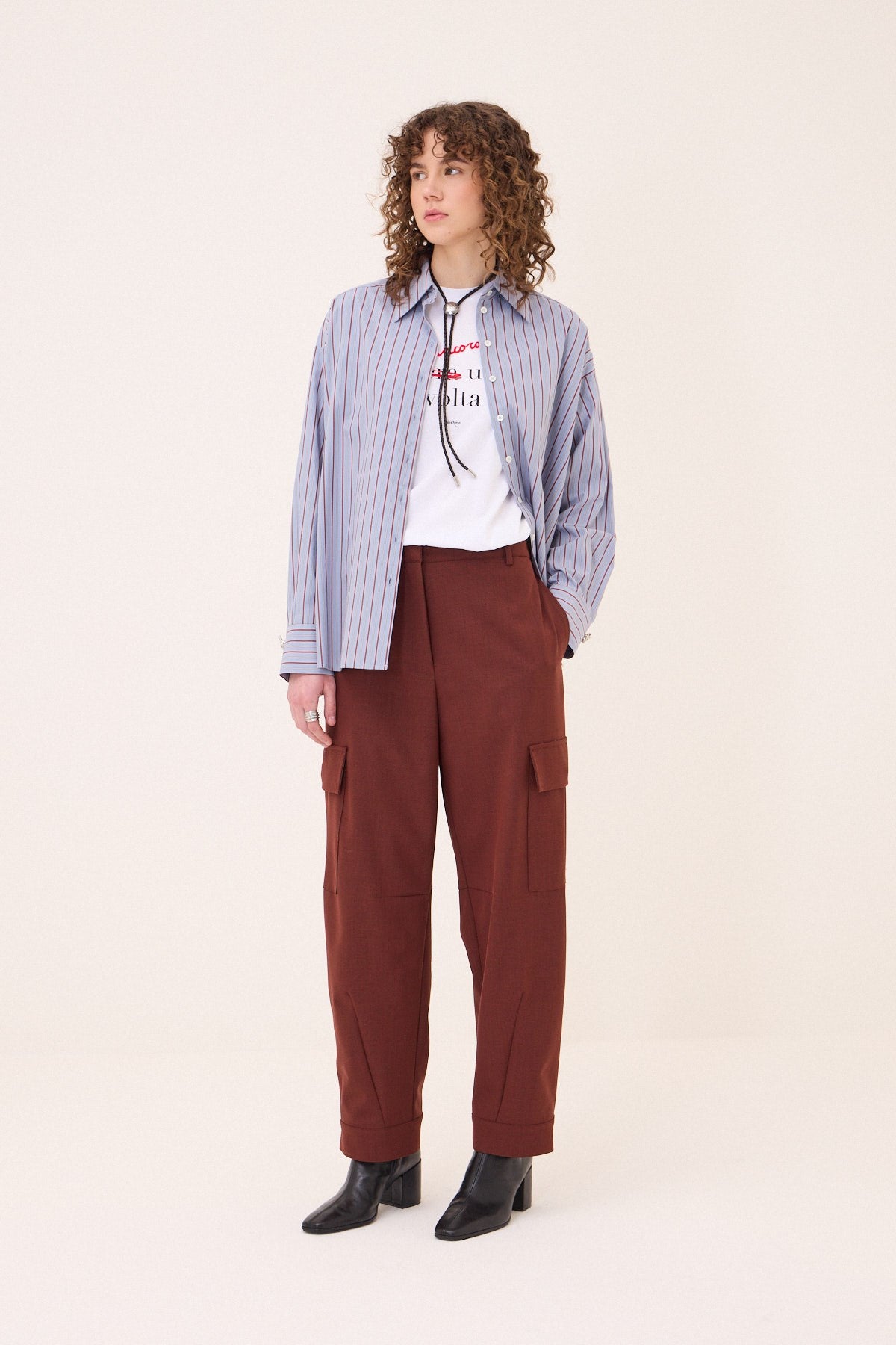 W6-DP0115 Pantalone Cargo Cuoio
