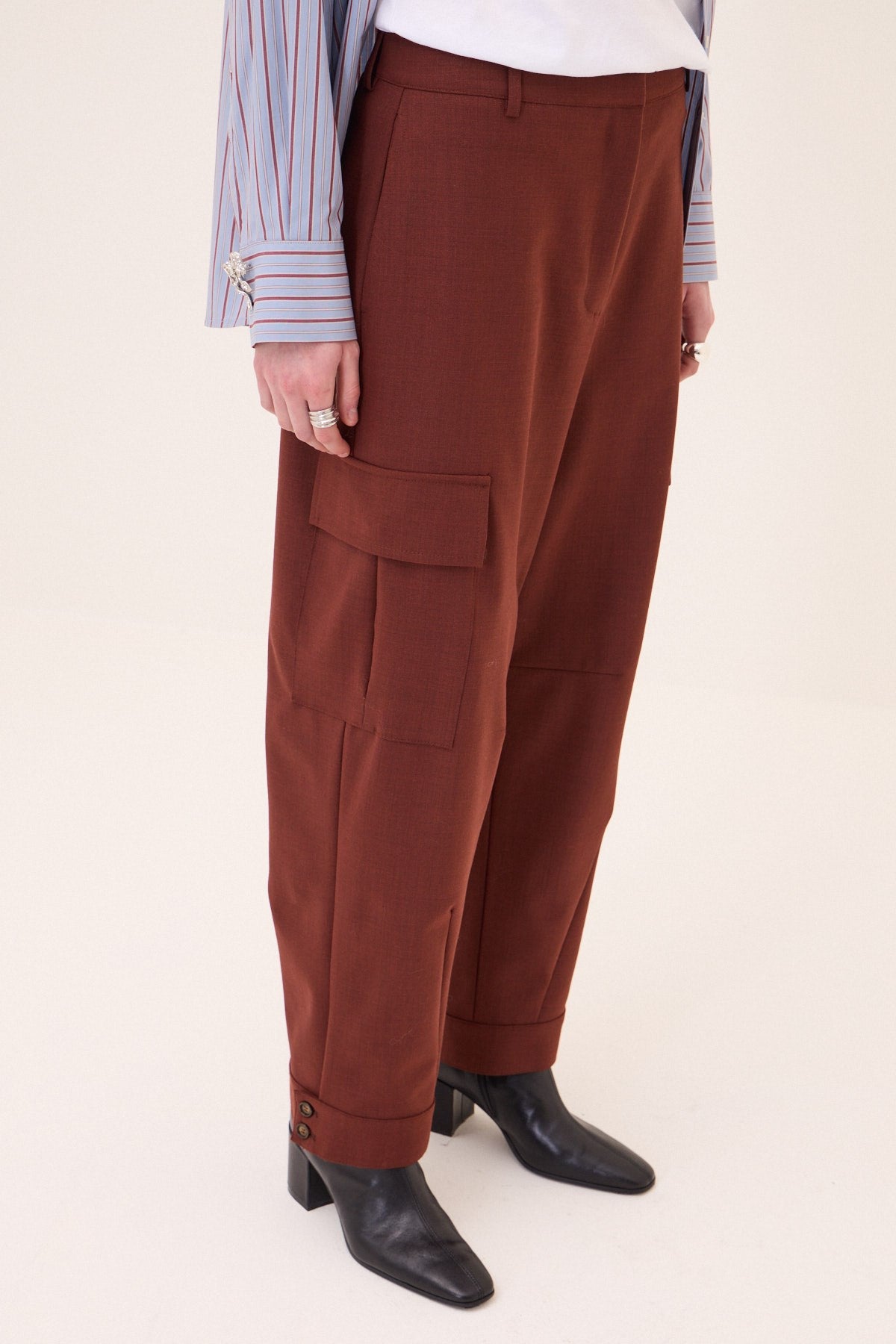 W6-DP0115 Pantalone Cargo Cuoio