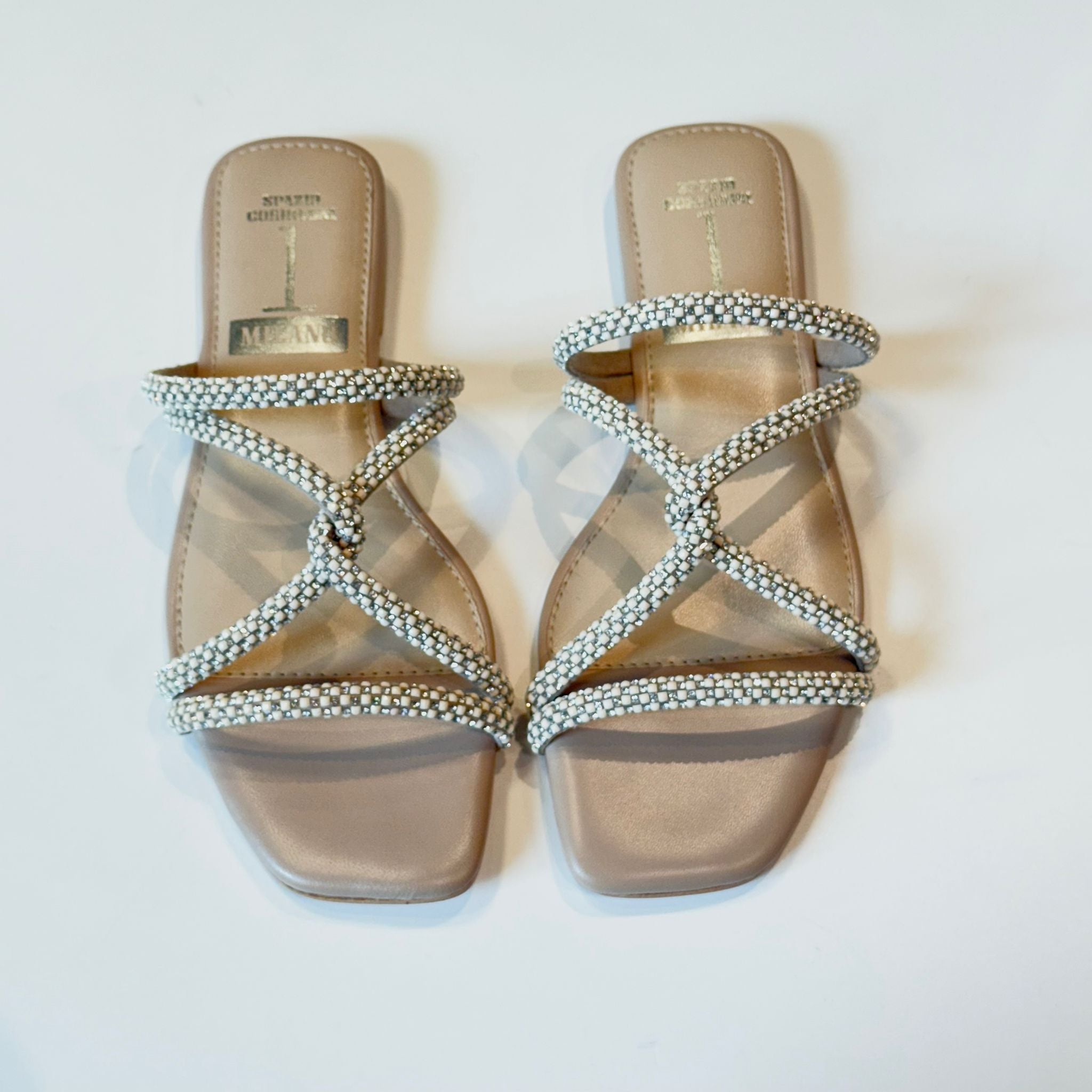 S5-8287 Ciabattina Nodo Strass Beige