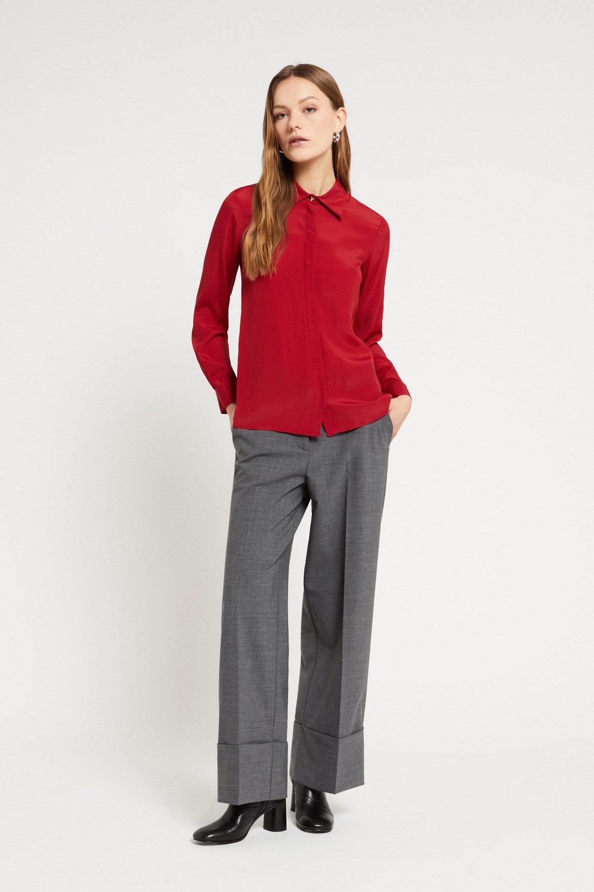 W5-DC5113 Camicia Fluida Con Apertura Sulla Schiena Cherry